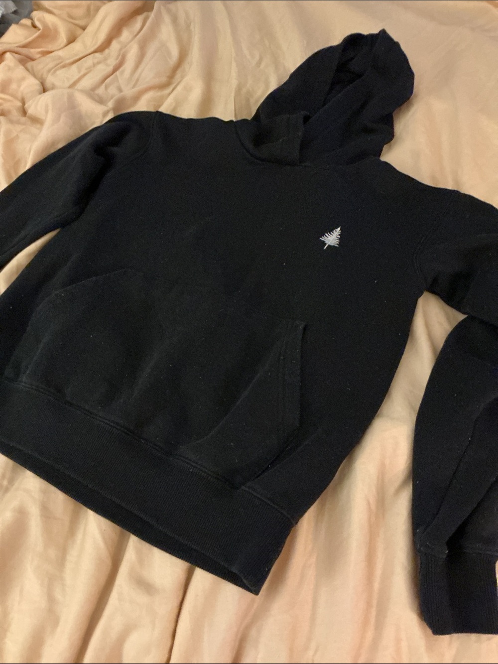 IO women’s Black Hooded Pullover with Small Tree Embroidery - Picture 2 of 5